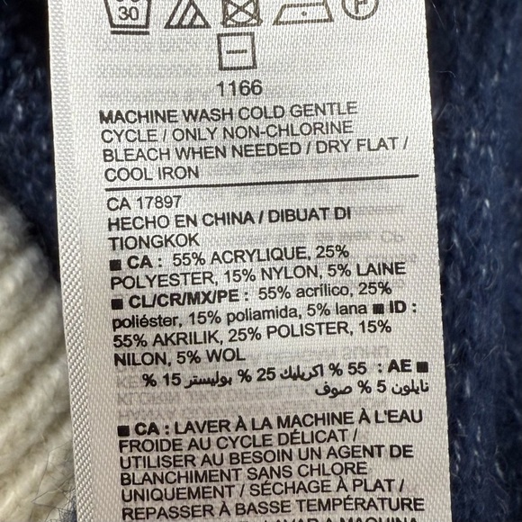 Old Navy Fair Isle Sweater XS Navy Blue White Colorblock Crew Neck Pullover - Picture 4 of 7